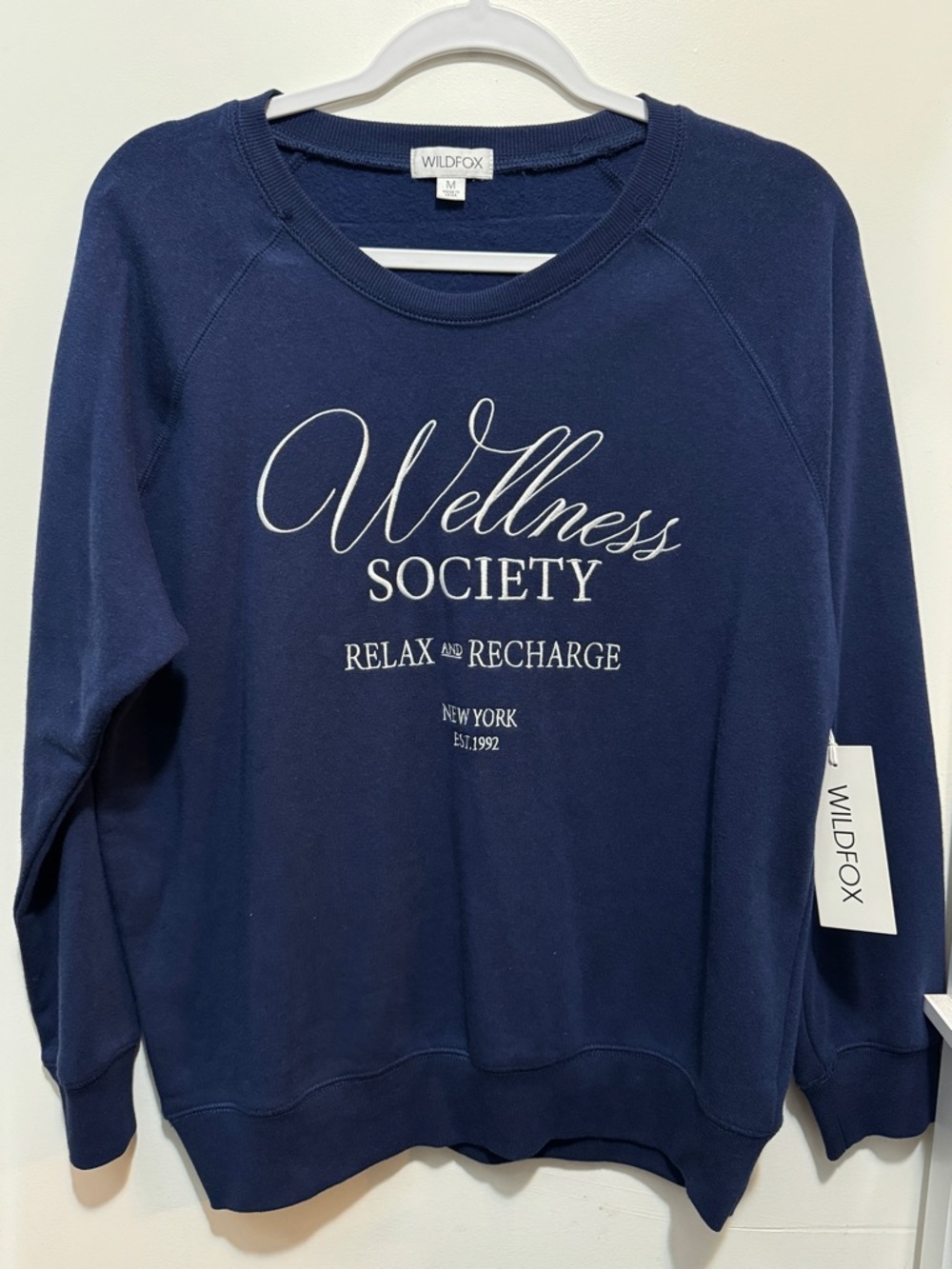 Wildfox Navy 'Wellness Society' Crewneck Sweatshirt